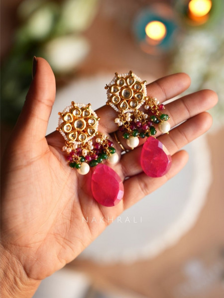 Vairi Multicolor Kundan Beaded Choker Set with Earrings & Maang Tikka