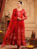 Gulzaar Red Organza Anarkali Suit Set with Floral Print