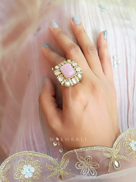 Radiant Bloom Pink Ring with Pink & Red Stones