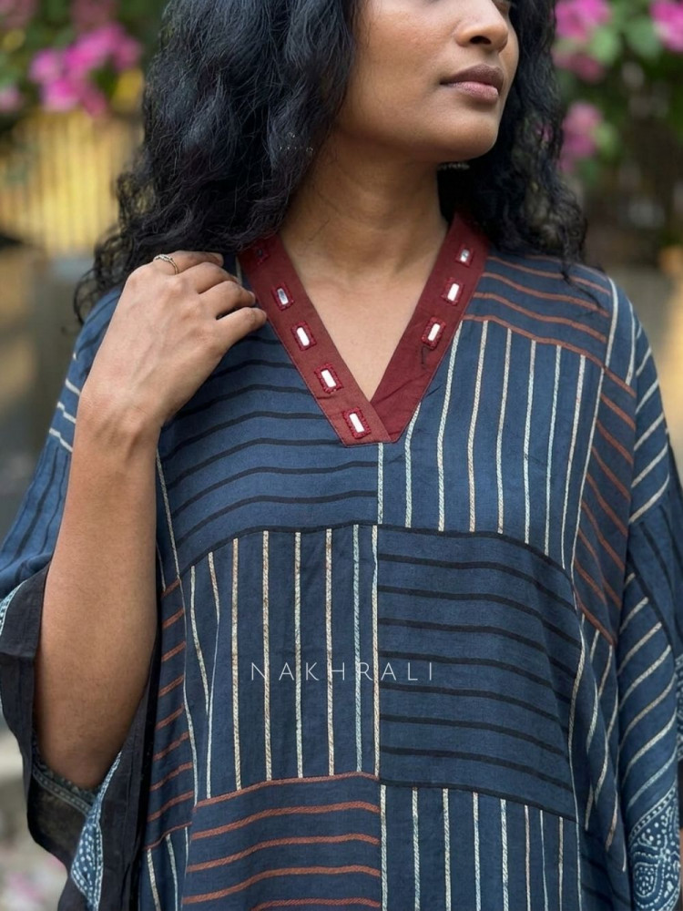 Image of Craft Nomad Blue Printed Kaftan Dress