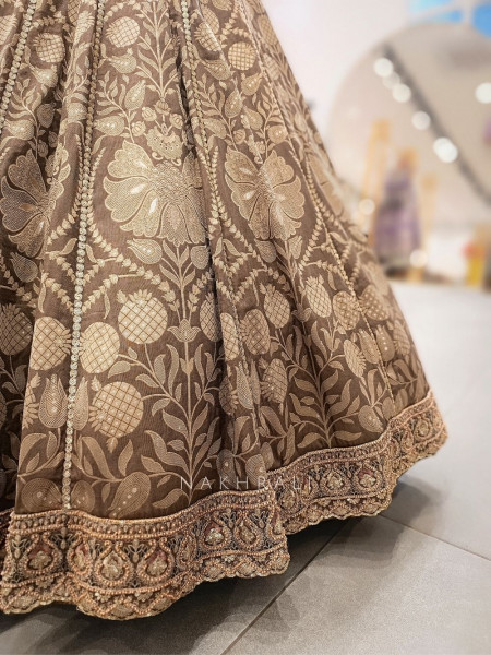 Sunheri Saaz Sage Bridal Lehenga with Beads and Sequin Embroidery