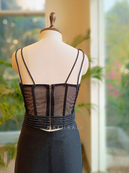 Shadow Luxe Black Corset Drape Set