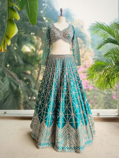 Rihanta Lehenga with Mirror and Bead Work