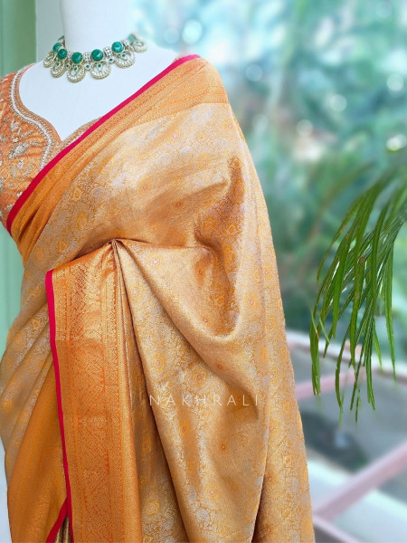 Rajanya Orange Saree with Readymade Blouse