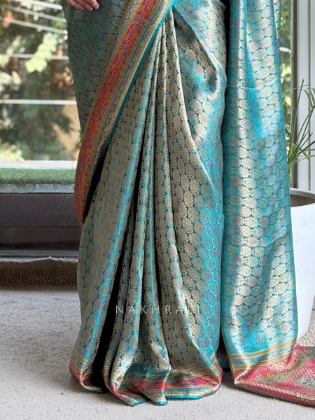Empress Aura Rama Modal Silk Zari Saree