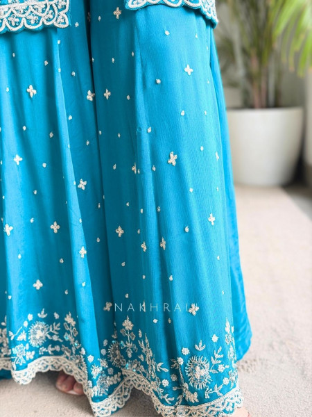 Glacier Bloom Rama Plazzo Suit Set