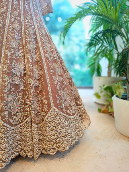 Regal Bronze Embroidered Bridal Lehenga