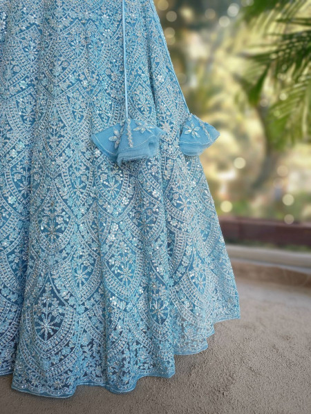 Kireva Firozi Sequin Beaded Bridal Lehenga Set