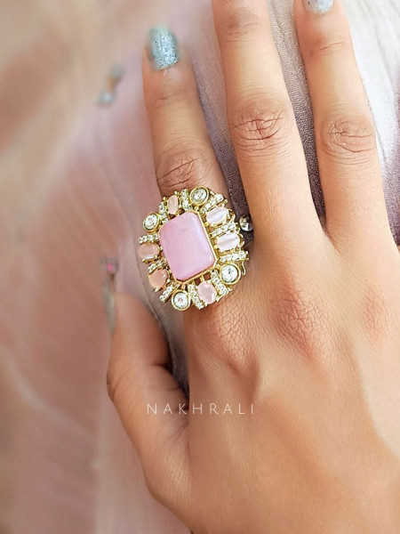 Radiant Bloom Pink Ring with Pink & Red Stones