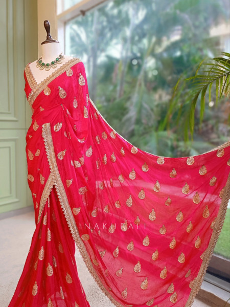 The Floaty Pallu Red Georgette Saree