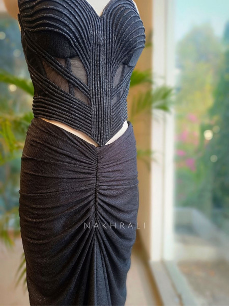 Shadow Luxe Black Corset Drape Set