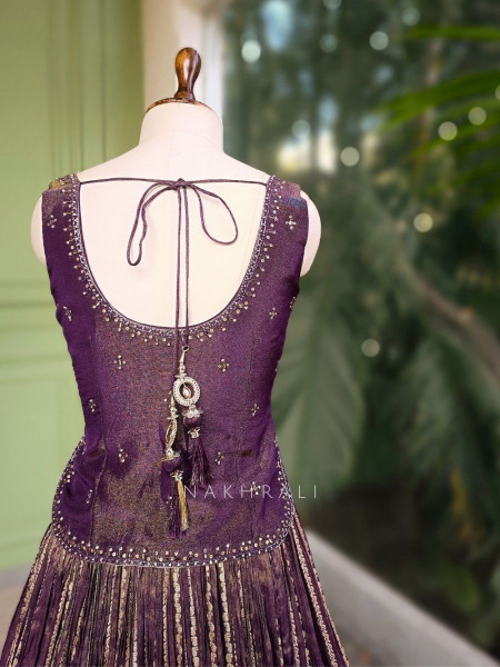Lyra Purple Lehenga with Gold Zari and Sequin Work
