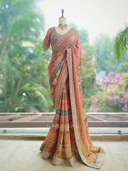 Noor-e-Aftab Multicolor Printed Saree with Sequin Embroidery