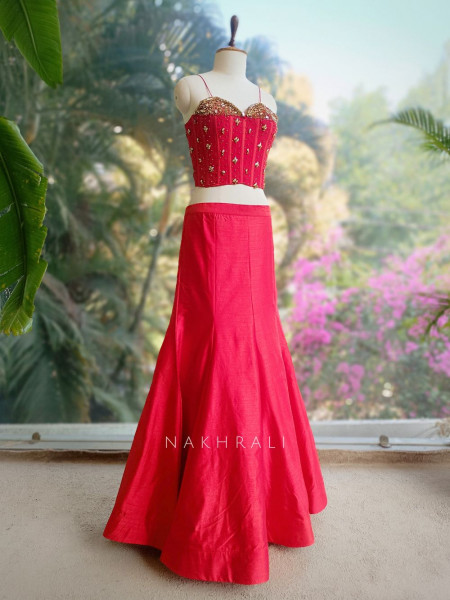 Solace Red Indo-Western Lehenga Set