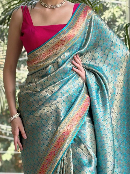 Empress Aura Rama Modal Silk Zari Saree