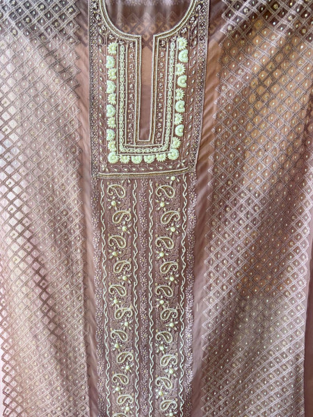 Avarna Mauve Pearl Beads Embroidered Dress Material