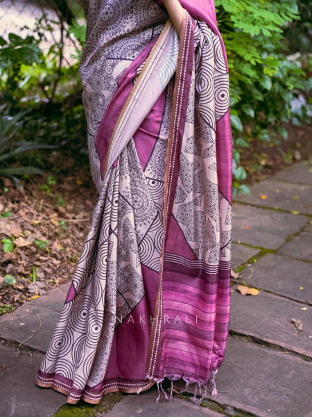 Pranay Pink Silk Saree with Abstract Motifs
