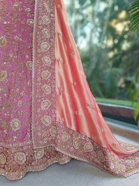 Mist Wine Gajji Silk Lehenga Set