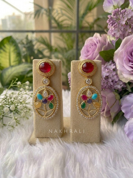 Chitramani Magenta Multicolor  Choker Necklace Set With Multicolor Stone & Bead Detail