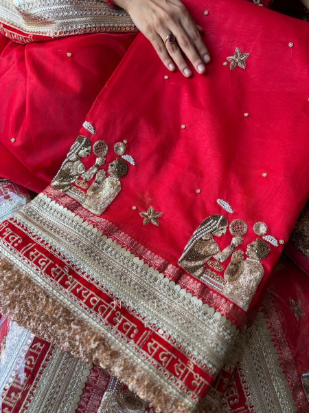 The Saubhagya Red Organza Silk Saree