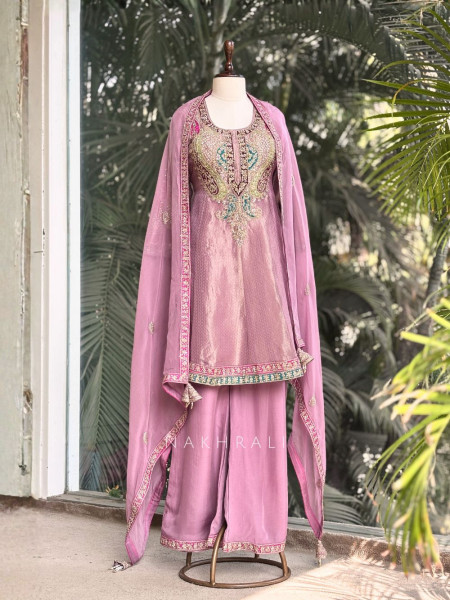 Rivaya Purple Zari Gota Patti Kurta Palazzo Set