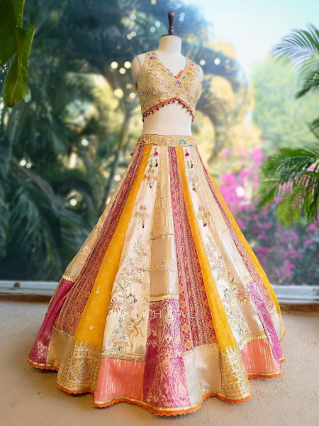 Rivara Cream Lehenga Set with Intricate Hand Embellishment