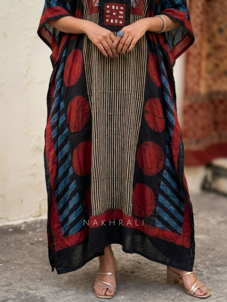 Tribal Tale Blue Printed Kaftan Dress