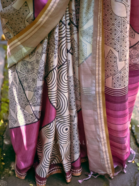 Pranay Pink Silk Saree with Abstract Motifs
