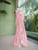 Dimensional Petal Pink Saree with Running Blouse Piece