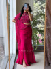 Shadowed Magenta Crushed Georgette – Pre-Draped Saree with Blouse