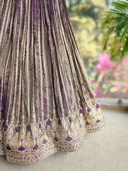 Lyra Purple Lehenga with Gold Zari and Sequin Work