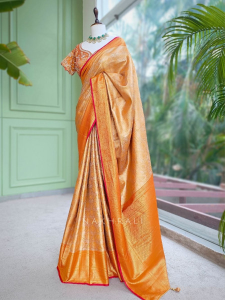 Rajanya Orange Saree with Readymade Blouse