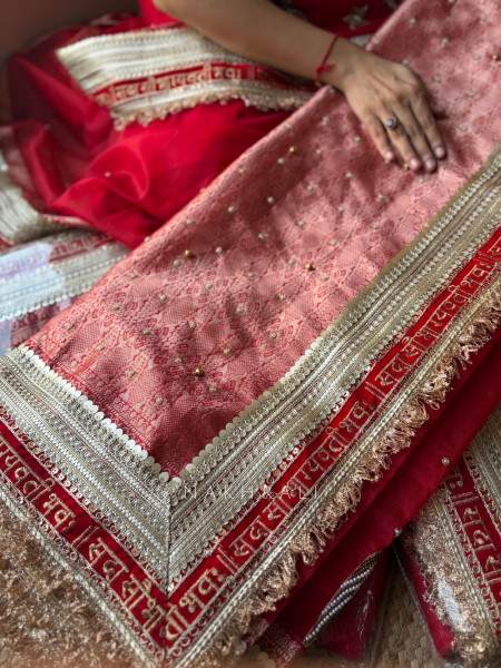 The Saubhagya Red Organza Silk Saree