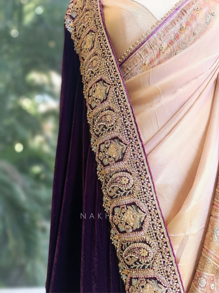 Victoria 2 Piece Beige Saree