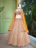 Sitara Orange Net Lehenga with Mirror, Zari and Bead Embellishments