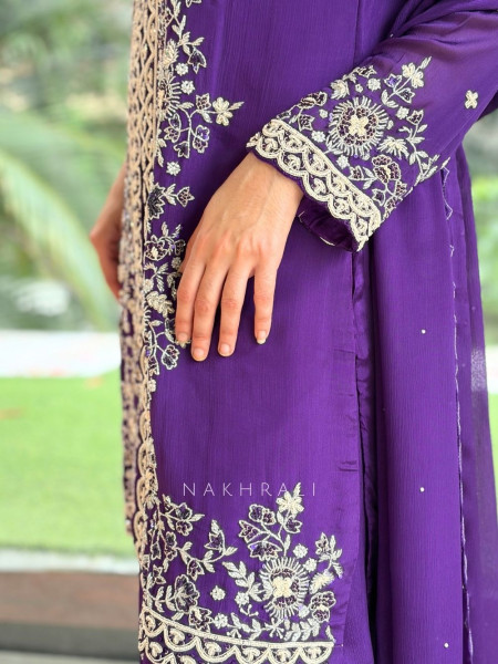 Glacier Bloom Purple Plazzo Suit Set