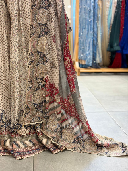 Noor-e-Shaba Beige Gharara Set with Embroidery