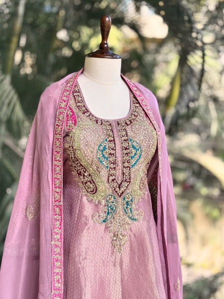Rivaya Purple Zari Gota Patti Kurta Palazzo Set