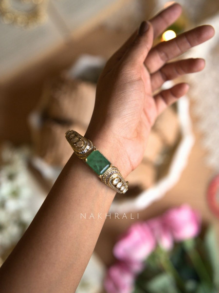Aranya Green Stone Cuff Bracelet