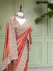 Bloomcrest Peach Embellished Saree with Readymade Blouse