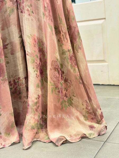 Kiyana Lilac Indo Western Crop Top Plazzo Set with Stone Work