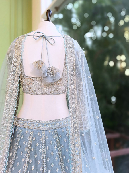 Nirvax Blue Lehenga Set with Cut Dana & Sequin Work