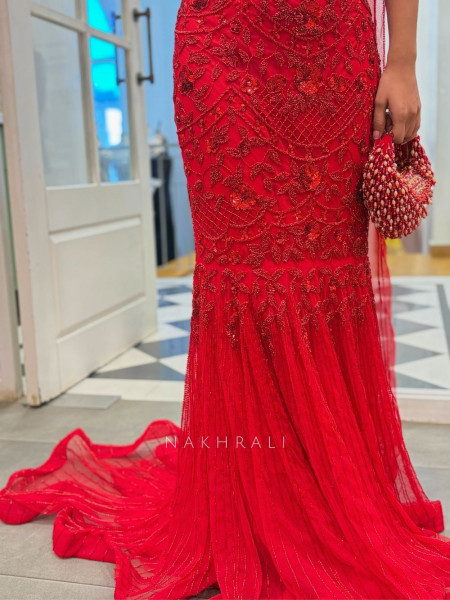 Elara Red Sequin Indo-Western Lehenga Set