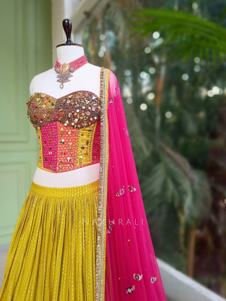 Ziraye Corset Lehenga Set with Bead Embellishment