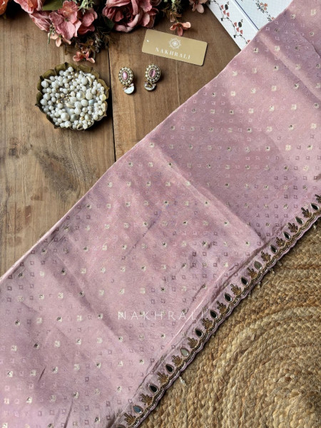 Monarch Shisha pink Saree with Readymade Blouse