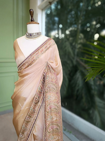 Victoria 2 Piece Beige Saree