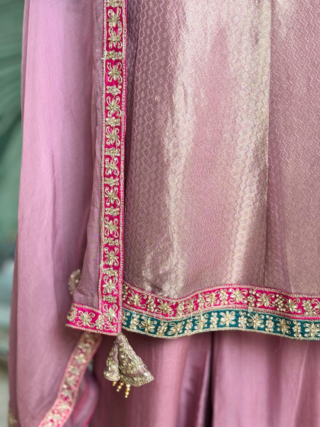 Rivaya Purple Zari Gota Patti Kurta Palazzo Set