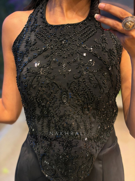 Coco  Black Drape Saree Cut Dana & Sequin Work