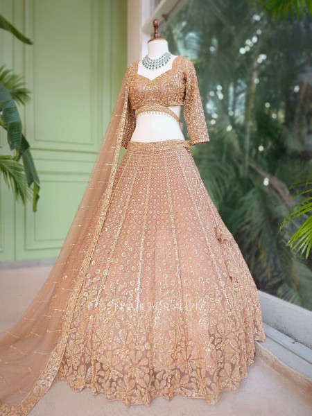 Rivanya Brown Embroidered Lehenga Set
