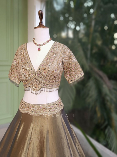 Virel Olive Embroidered Lehenga Set